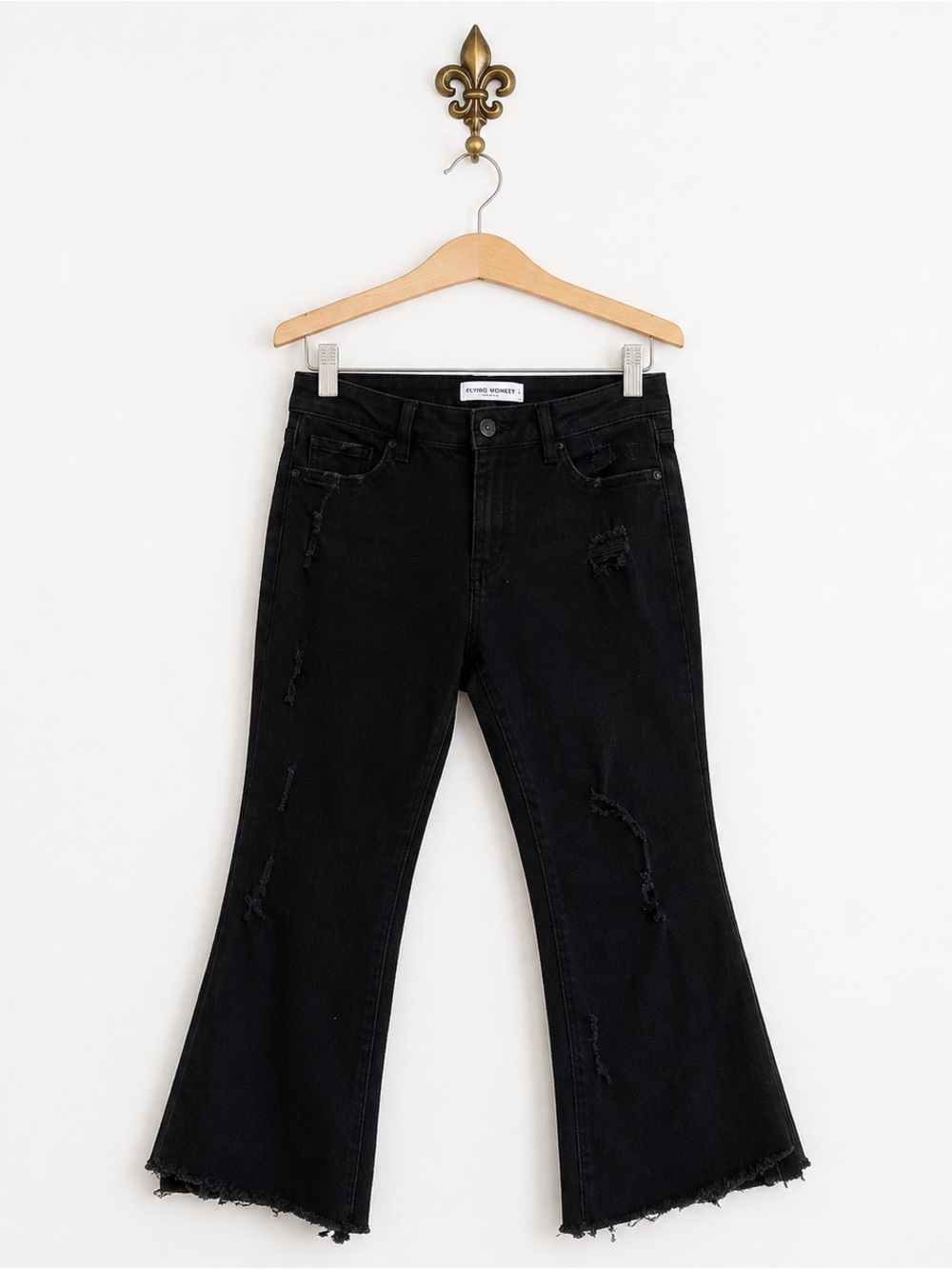 Flying Monkey black stretch distressed destroyed jeans 29